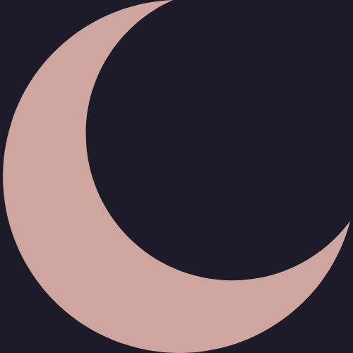 Minimal blush crescent moon icon used in website header